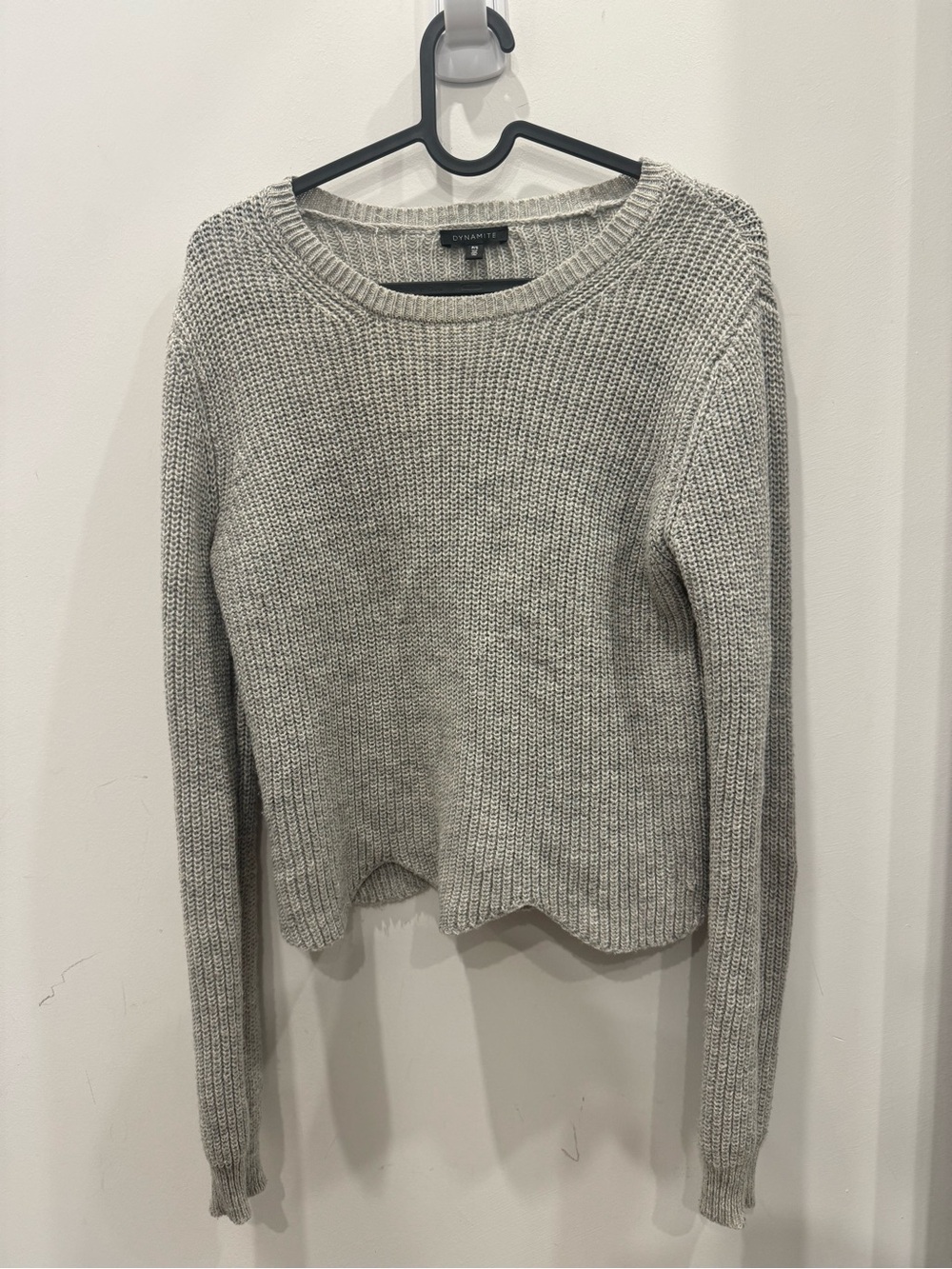 Dynamite Heather Gray Ribbed Crewneck Sweater